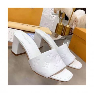 Louis Vuitton 2021 Women's Leather High Heel Slipper - 루이비통 2021 여성용 레더 하이힐 슬리퍼 ,Size(225