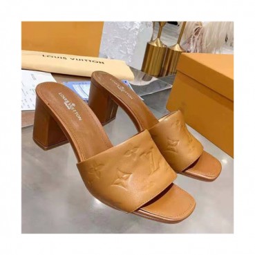 Louis Vuitton 2021 Women's Leather High Heel Slipper - 루이비통 2021 여성용 레더 하이힐 슬리퍼 ,Size(225