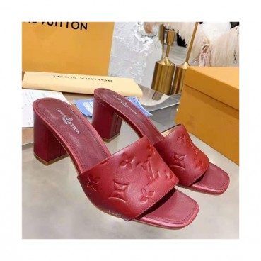 Louis Vuitton 2021 Women's Leather High Heel Slipper - 루이비통 2021 여성용 레더 하이힐 슬리퍼 ,Size(225
