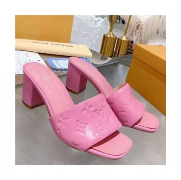 Louis Vuitton 2021 Women's Leather High Heel Slipper - 루이비통 2021 여성용 레더 하이힐 슬리퍼 ,Size(225