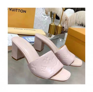Louis Vuitton 2021 Women's Leather High Heel Slipper - 루이비통 2021 여성용 레더 하이힐 슬리퍼 ,Size(225