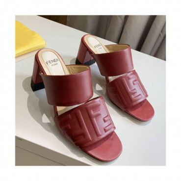 Fendi 2021 Women's Leather High Heel Slipper - 펜티 2021 여성용 레더 하이힐 슬리퍼,Size(225
