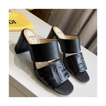 Fendi 2021 Women's Leather High Heel Slipper - 펜티 2021 여성용 레더 하이힐 슬리퍼,Size(225