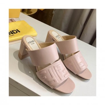 Fendi 2021 Women's Leather High Heel Slipper - 펜티 2021 여성용 레더 하이힐 슬리퍼,Size(225