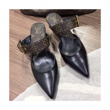 Louis Vuitton 2021 Women's Leather High Heel Slipper - 루이비통 2021 여성용 레더 하이힐 슬리퍼 ,Size(225