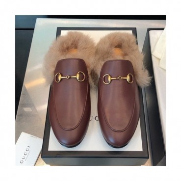 Gucci 2020 Women's Leather Wool Slipper - 구찌 2020 여성용 레더 울 슬리퍼,Size(225