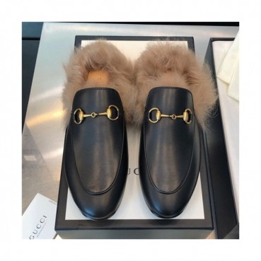 Gucci 2020 Women's Leather Wool Slipper - 구찌 2020 여성용 레더 울 슬리퍼,Size(225