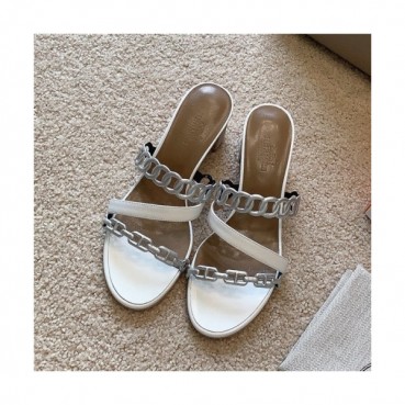 Hermes 2020 Women's Leather Diddle Heel Slipper - 에르메스 2020 여성용 레더 미드힐 슬리퍼 , HERS0350, Size(225