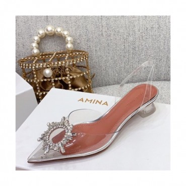 Amina Muaddi 2020 Women's Middle Heel Sandal - 아미나 무아디 2020 여성용 미드 샌들， AMS0004, Size(225