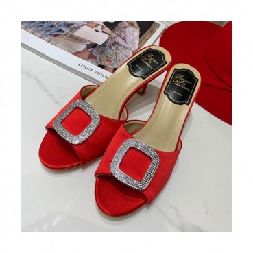 Roger Vivier 2019 Ladies Silk Middle-heel Slipper 