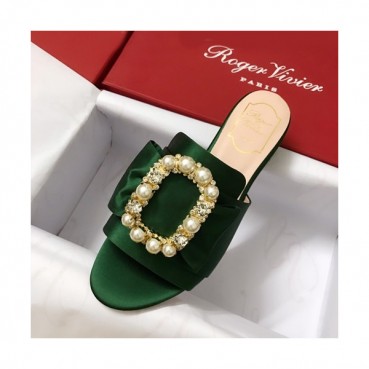 Roger Vivier 2019 Ladies Silk Middle-heel Slipper 