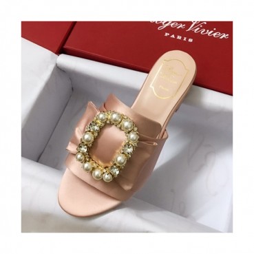 Roger Vivier 2019 Ladies Silk Middle-heel Slipper 