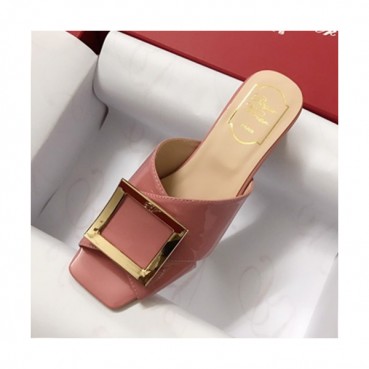 Roger Vivier 2019 Ladies Leather Middle-heel Slipper 