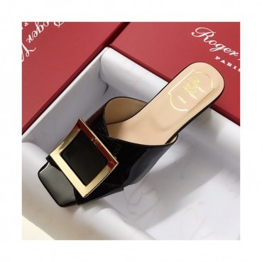 Roger Vivier 2019 Ladies Leather Middle-heel Slipper 