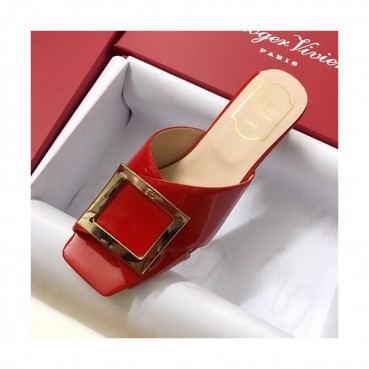 Roger Vivier 2019 Ladies Leather Middle-heel Slipper 