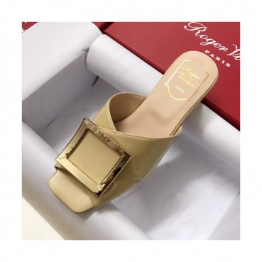 Roger Vivier 2019 Ladies Leather Middle-heel Slipper 