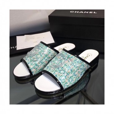Chanel 2019 Ladies Tweed & PVC Slipper - 샤넬 2019 여성용 트위드&PVC 슬리퍼 CHAS0380.Size(225 