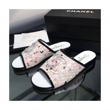 Chanel 2019 Ladies Tweed & PVC Slipper - 샤넬 2019 여성용 트위드&PVC 슬리퍼 CHAS0379.Size(225 