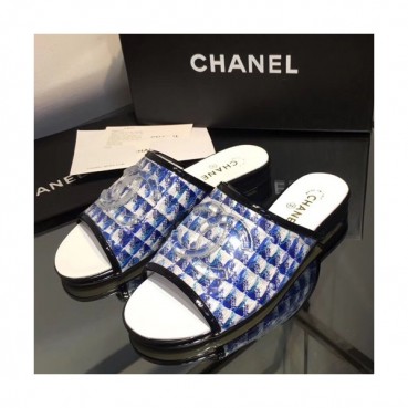 Chanel 2019 Ladies Tweed & PVC Slipper - 샤넬 2019 여성용 트위드&PVC 슬리퍼 CHAS0378.Size(225 