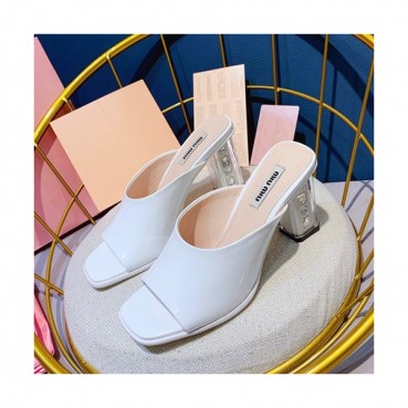 Miumiu 2019 Ladies Leather High Heel Slipper - 미우미우 2019 여성용 레더 하이힐 슬리퍼 MIUS0059.Size(225 