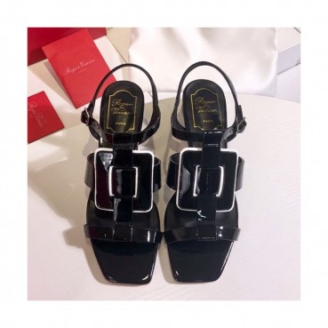 Roger Vivier 2019 Ladies Leather Middle-heel Sandal 