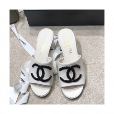 Chanel 2019 Ladies Leather Middle Heel Slipper - 샤넬 2019 여성용 레더 미들힐 슬리퍼 CHAS0325.Size(225 