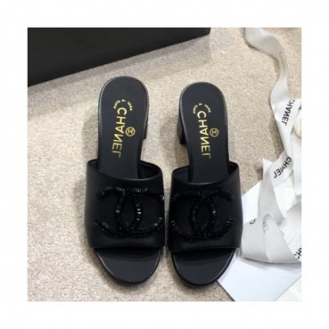 Chanel 2019 Ladies Leather Middle Heel Slipper - 샤넬 2019 여성용 레더 미들힐 슬리퍼 CHAS0324.Size(225 