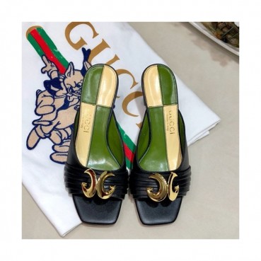 Gucci 2019 Ladies Leather Middle Heel Slipper - 구찌 2019 여성용 레더 미들힐 슬리퍼, GUCS0234.Size(225 