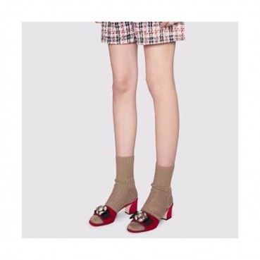 Gucci 2019 Ladies Velvet Middle Heel Slipper - 구찌 2019 여성용 벨벳 미들힐 슬리퍼, GUCS0225.Size(225 