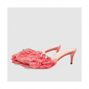 Gucci 2019 Ladies Lace Middle Heel Slipper - 구찌 2019 여성용 레이스 미들힐 슬리퍼, GUCS0208.Size(225 