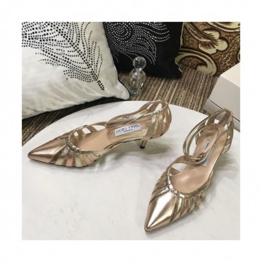 Jimmy Choo 2019 Ladies Leather Middle Heel Sandal Slingback - 지미츄 2019 여성용 레더 미들힐 샌들 슬링백, JIMS0063.Size(225 