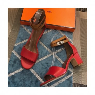 Hermes 2019 Ladies Leather Middle Heel Sandal - 에르메스 2019 여성용 레더 미들힐 샌들 HERS0199,Size(225