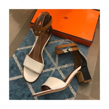 Hermes 2019 Ladies Leather Middle Heel Sandal - 에르메스 2019 여성용 레더 미들힐 샌들 HERS0198,Size(225