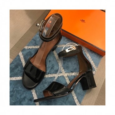 Hermes 2019 Ladies Leather Middle Heel Sandal - 에르메스 2019 여성용 레더 미들힐 샌들 HERS0195,Size(225