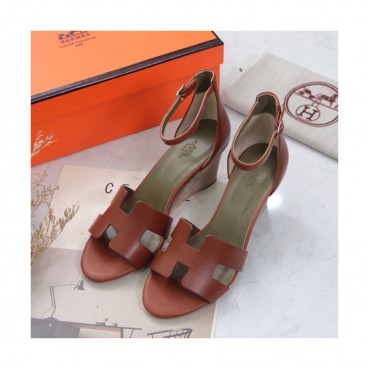Hermes 2019 Ladies Leather Wedge Sandal - 에르메스 2019 여성용 레더 웨지 샌들 HERS0152,Size(225