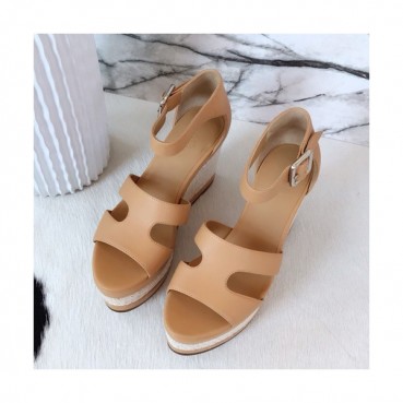 Hermes 2019 Ladies Leather Wedge Sandal - 에르메스 2019 여성용 레더 웨지 샌들 HERS0150,Size(225