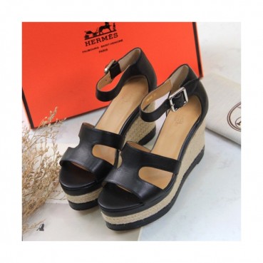 Hermes 2019 Ladies Leather Wedge Sandal - 에르메스 2019 여성용 레더 웨지 샌들 HERS0148,Size(225