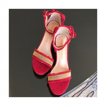 Stuart Weitzman 2019 Ladies Denim & Leather Middle Heel Sandal - 슈트어트 와이츠먼 2019 여성용 데님&레더 미들힐 샌들 STUS0012.Size(220 