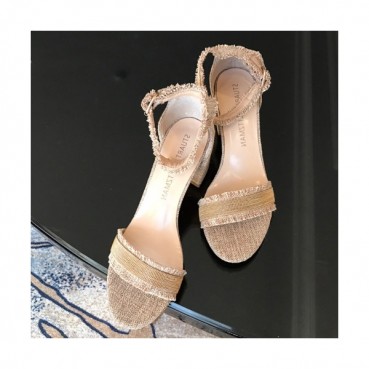 Stuart Weitzman 2019 Ladies Denim & Leather Middle Heel Sandal - 슈트어트 와이츠먼 2019 여성용 데님&레더 미들힐 샌들 STUS0009.Size(220 