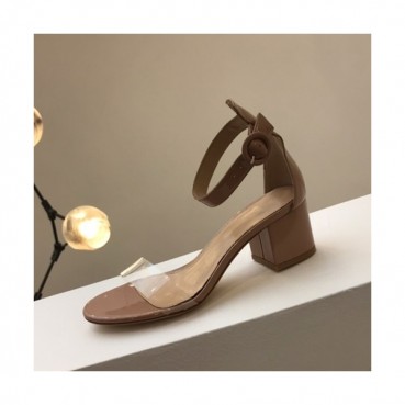 Gianvito Rossi 2019 Ladies Leather Middle Heel Sandal - 지안비토 로시 2019 여성용 레더 미들힐 샌들 GRS0021.Size(225 