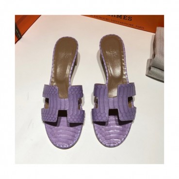 Hermes 2019 Ladies Oasis Leather Middle Heel Slipper - 에르메스 2019 여성용 오아시스 레더 미들힐 슬리퍼 HERS0097,Size(225 