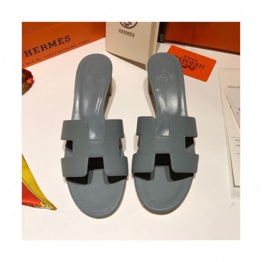 Hermes 2019 Ladies Oasis Leather Middle Heel Slipper - 에르메스 2019 여성용 오아시스 레더 미들힐 슬리퍼 HERS0086,Size(225 