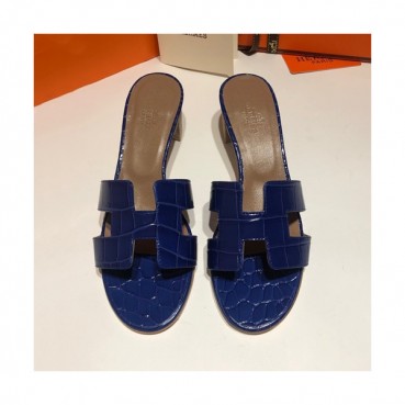 Hermes 2019 Ladies Oasis Leather Middle Heel Slipper - 에르메스 2019 여성용 오아시스 레더 미들힐 슬리퍼 HERS0079,Size(225 