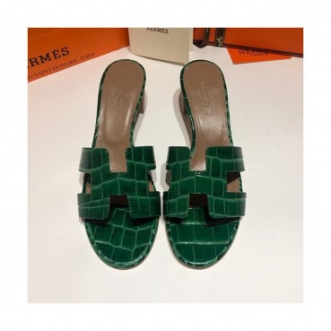Hermes 2019 Ladies Oasis Leather Middle Heel Slipper - 에르메스 2019 여성용 오아시스 레더 미들힐 슬리퍼 HERS0078,Size(225 