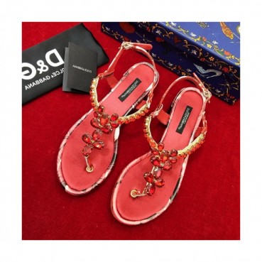 Dolce&Gabbana  2019 Ladies Silk & Leather Sandal - 돌체앤가바나 2019 여성용 실크&레더 샌들, DGS0011.Size(225 