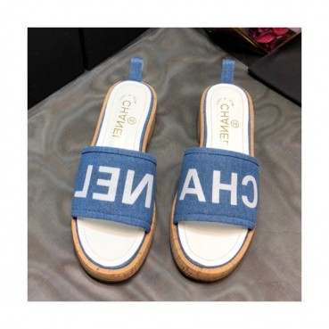 Chanel 2019 Ladies Denim & Leather Slipper - 샤넬 2019 여성용 데님&레더 슬리퍼 CHAS0167.Size(225 
