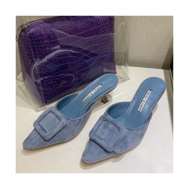 Monolo Blahnik 2019 Ladies Suede Middle Heel Slipper - 마놀로 블라닉 2019 여성용 스웨이드 미들힐 슬리퍼,MONS0023.Size(225 