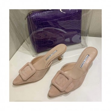 Monolo Blahnik 2019 Ladies Suede Middle Heel Slipper - 마놀로 블라닉 2019 여성용 스웨이드 미들힐 슬리퍼,MONS0022.Size(225 