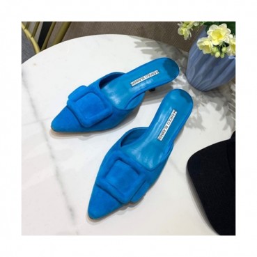 Monolo Blahnik 2019 Ladies Suede Middle Heel Slipper - 마놀로 블라닉 2019 여성용 스웨이드 미들힐 슬리퍼,MONS0020.Size(225 