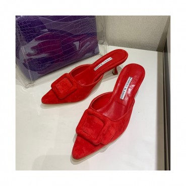 Monolo Blahnik 2019 Ladies Suede Middle Heel Slipper - 마놀로 블라닉 2019 여성용 스웨이드 미들힐 슬리퍼,MONS0019.Size(225 